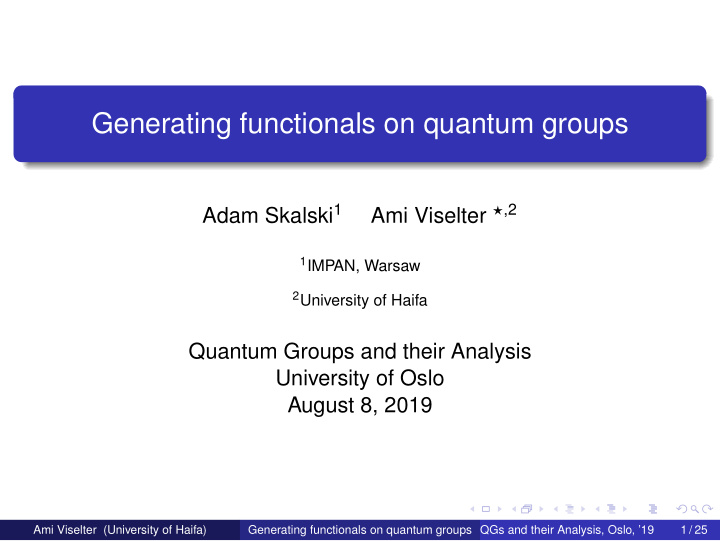 generating functionals on quantum groups