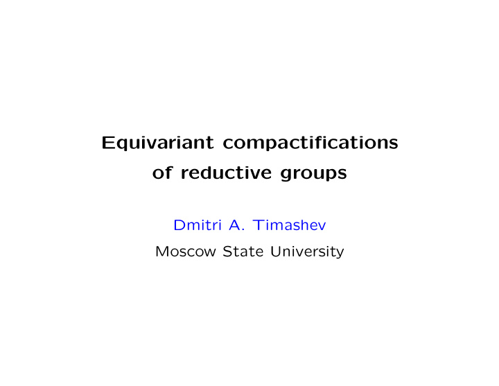 equivariant compactifications of reductive groups