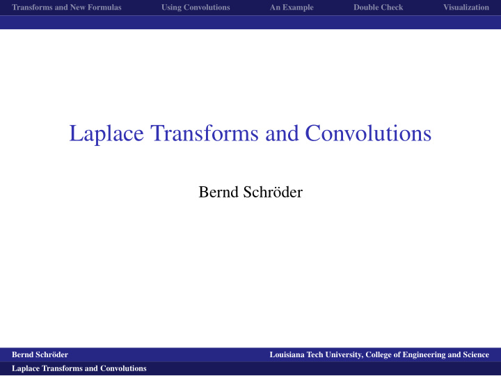 laplace transforms and convolutions