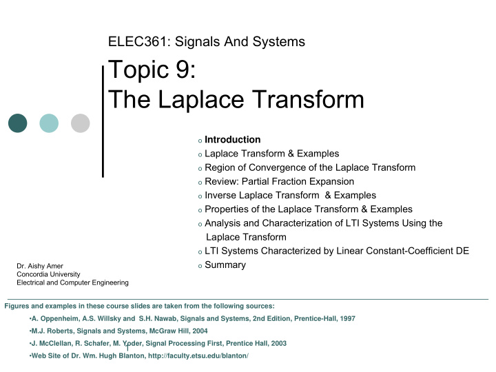 topic 9 the laplace transform