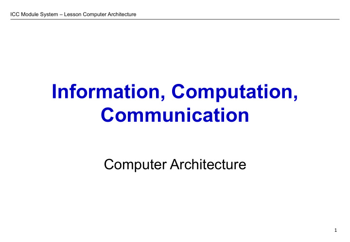 information computation communication