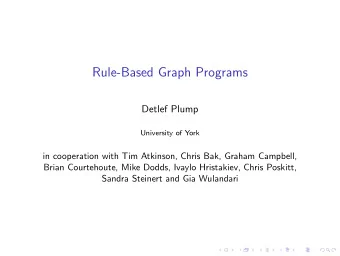 Rule-Based Graph Programs  Detlef Plump  University of York  in cooperation with Tim Atkinson,
