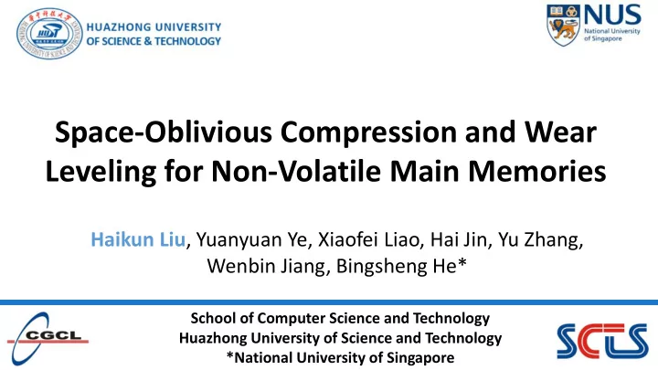 leveling for non volatile main memories