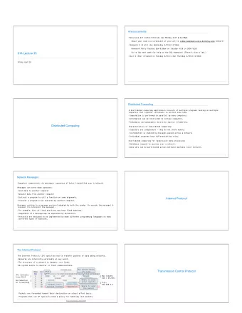61A Lecture 35  Quiz 4 (SQL) released on Tuesday 4/28 is due Thursday 4/30 @ 11:59pm  Friday,