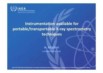 Instrumentation available for  portable/transportable X-ray spectrometry  techniques  A. Migliori