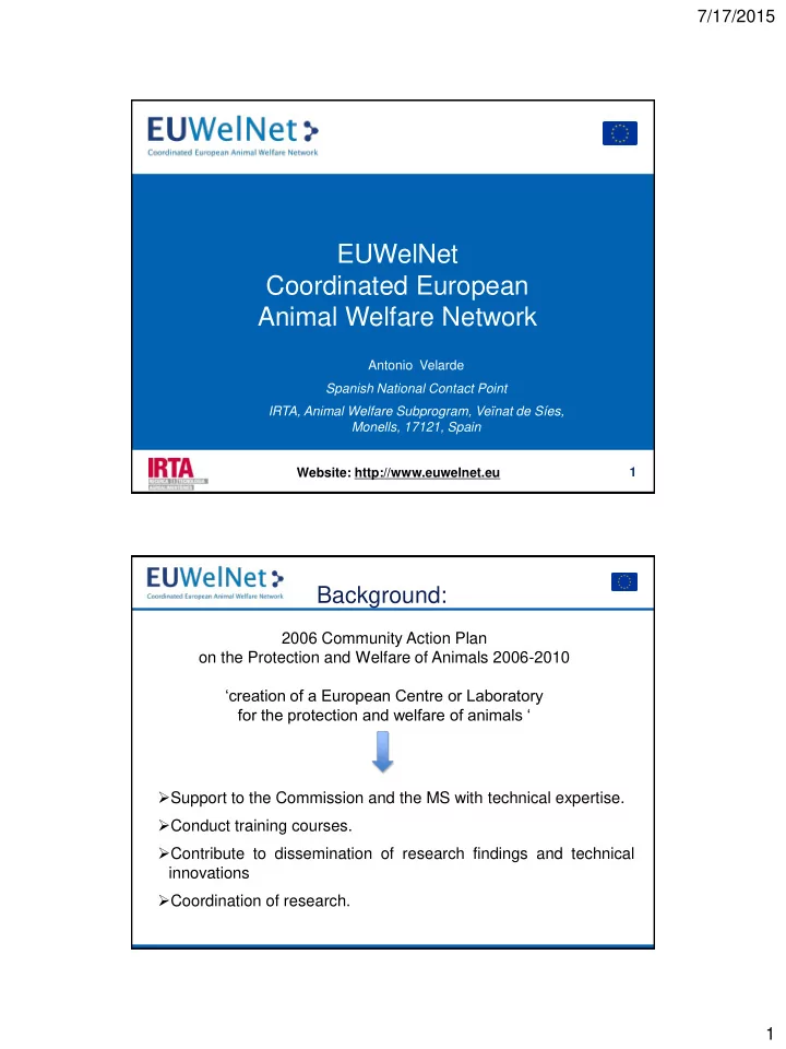 euwelnet coordinated european animal welfare network
