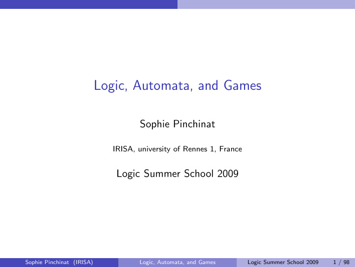logic automata and games