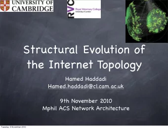 Structural Evolution of  the Internet Topology  Hamed Haddadi  Hamed.haddadi@cl.cam.ac.uk  9th