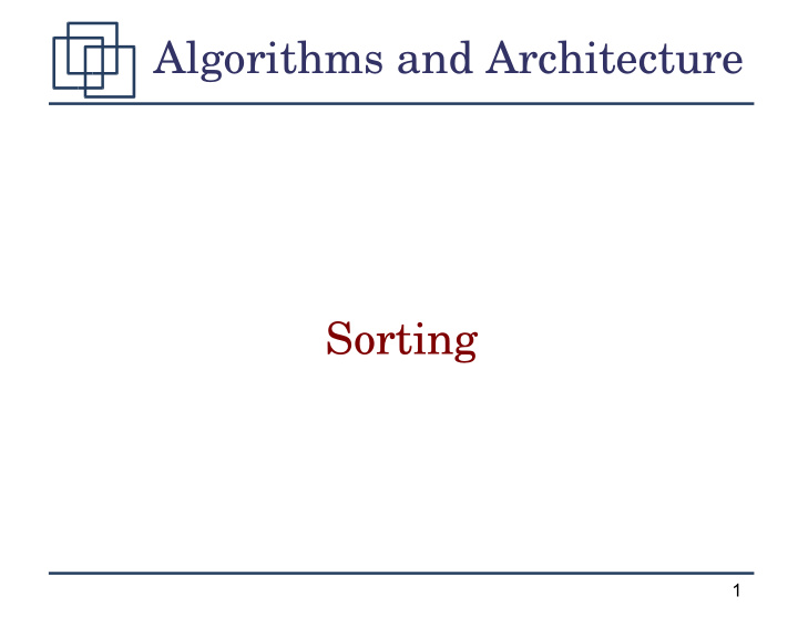 algorithms and architecture sorting