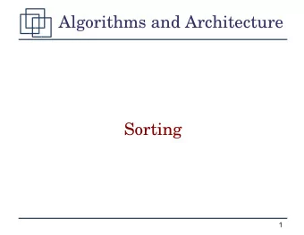 Algorithms and Architecture  Sorting  1  The Problem  Input : a sequence of n numbers &lt;a 1 ,a