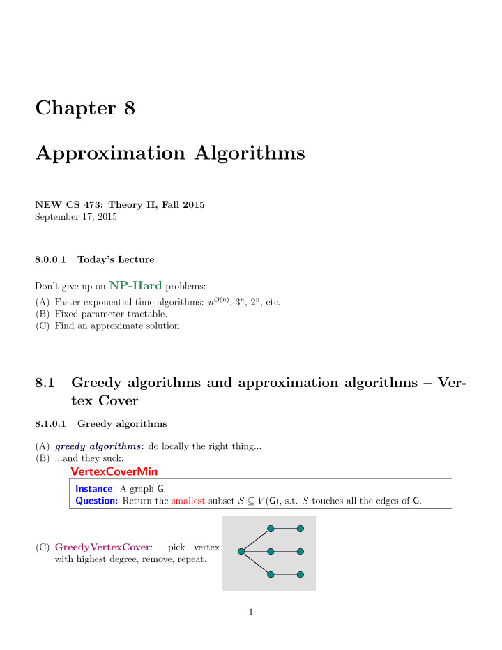 chapter 8 approximation algorithms