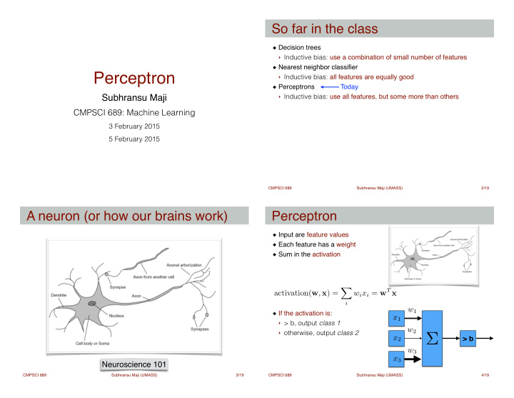 b x 2 w 3 x 3 neuroscience 101 cmpsci 689 subhransu maji