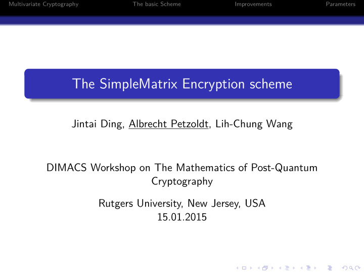 the simplematrix encryption scheme