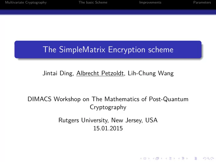 the simplematrix encryption scheme