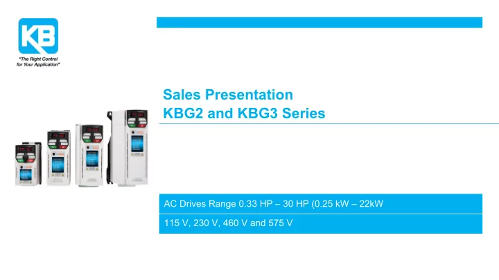sales presentation kbg2 and kbg3 series