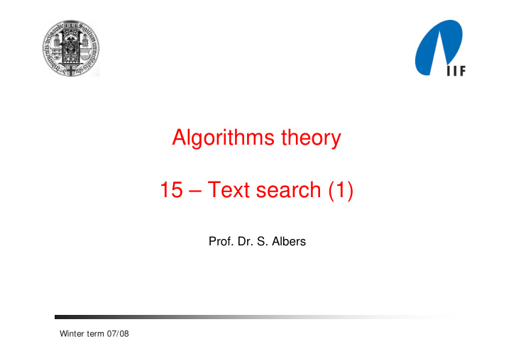 algorithms theory 15 text search 1