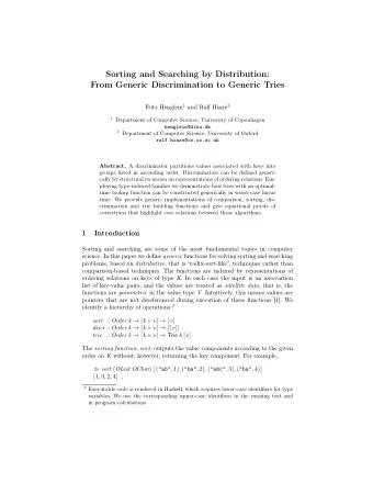 Sorting and Searching by Distribution:  From Generic Discrimination to Generic Tries Fritz Henglein