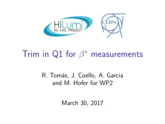 Trim in Q1 for   measurements  R. Tom  as, J. Coello, A. Garcia  and M. Hofer for WP2  March