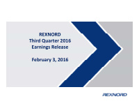 rexnord rexnord third quarter 2016 earnings release