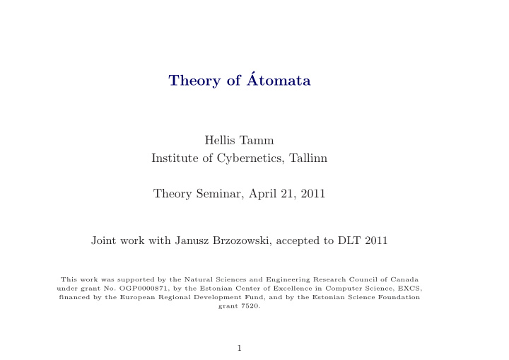 theory of atomata