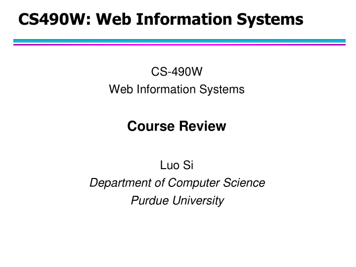 cs490w web information systems