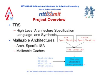 Project Overview   TRS   High Level Architecture Specification  Language  and Synthesis  ISA