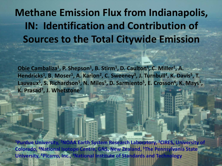 methane emission flux from indianapolis in identification