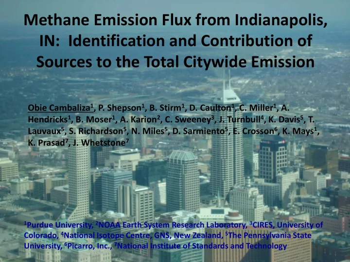 methane emission flux from indianapolis in identification