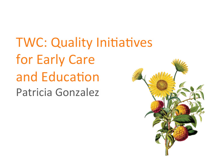 twc quality ini a ves for early care and educa on