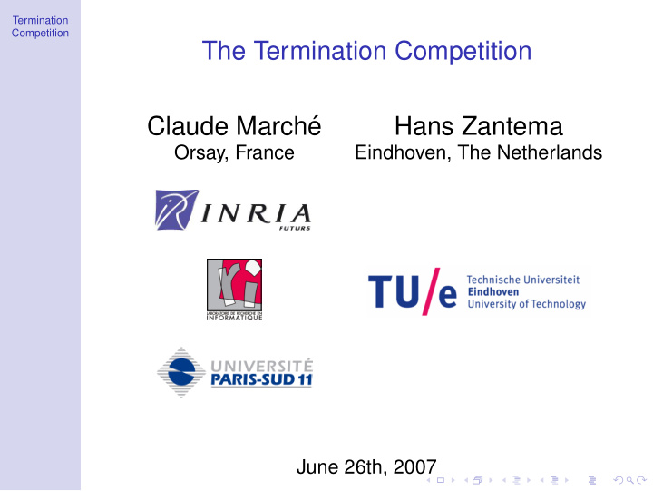 the termination competition claude march e hans zantema