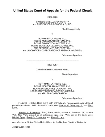 United States Court of Appeals for the Federal Circuit  2007-1266  CARNEGIE MELLON UNIVERSITY  and