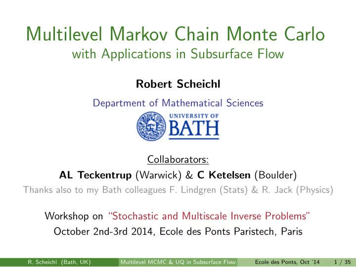 multilevel markov chain monte carlo
