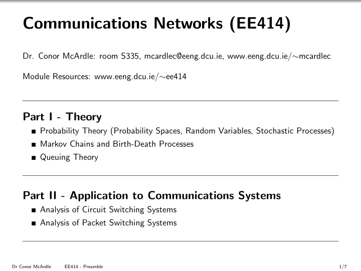 communications networks ee414