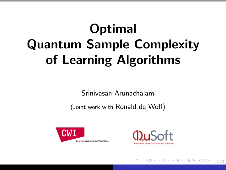 optimal quantum sample complexity of learning algorithms
