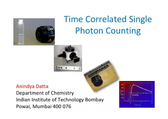 Time Correlated Single Photon Counting  Anindya Datta Department of Chemistry Indian Institute of