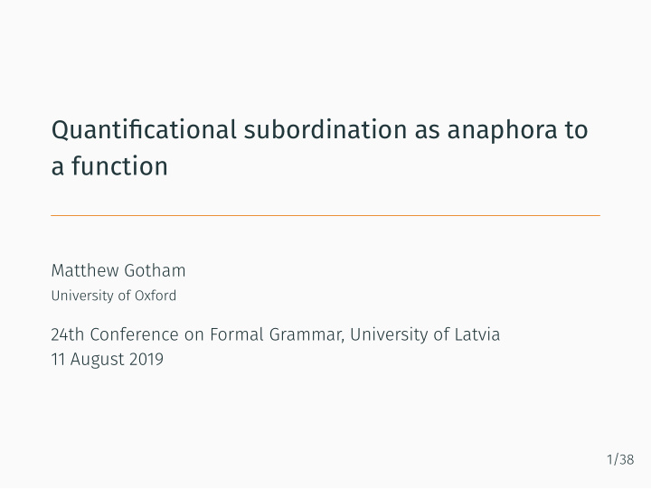 quantifjcational subordination as anaphora to a function