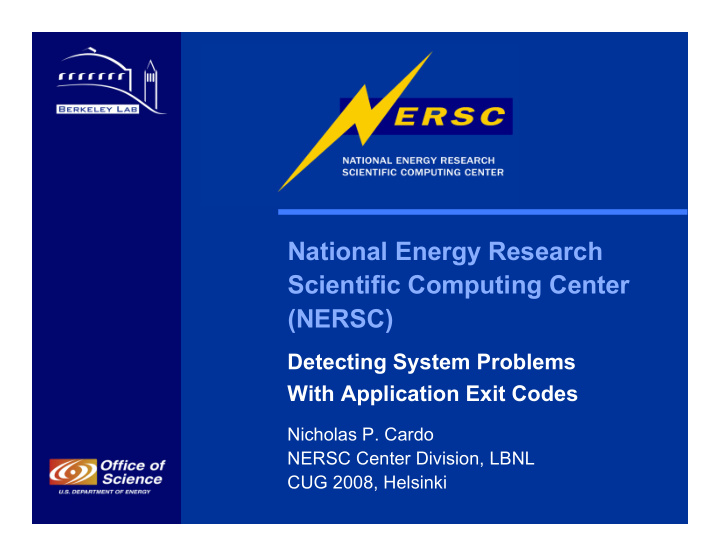 national energy research scientific computing center nersc