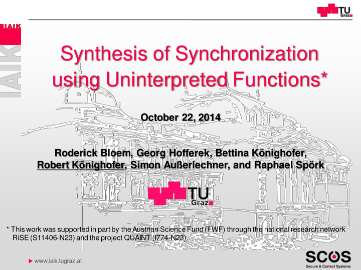 synthesis of synchronization using uninterpreted functions