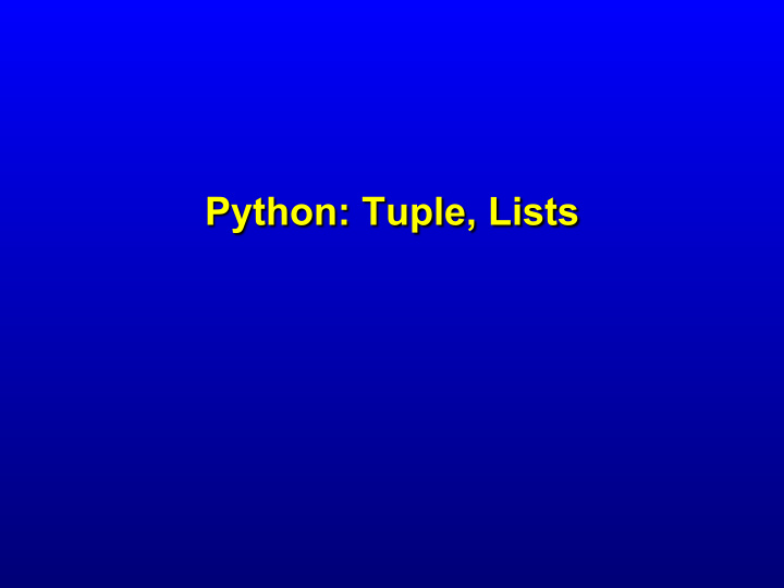 python tuple lists introduction