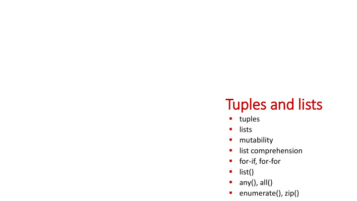 tuples and li lists