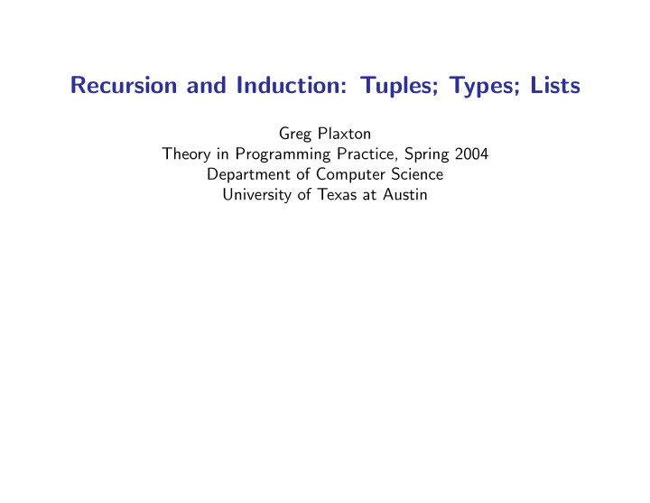 recursion and induction tuples types lists