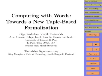 Computing with Words:  Resulting Fuzzy-Based . . .  Towards a New Tuple-Based  A Seemingly Natural