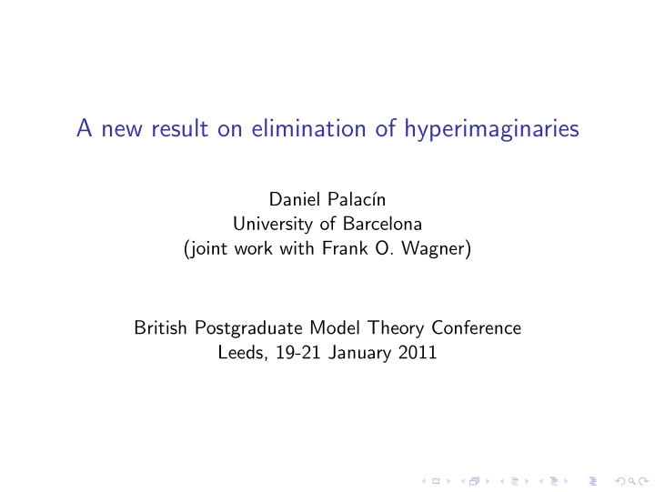 a new result on elimination of hyperimaginaries