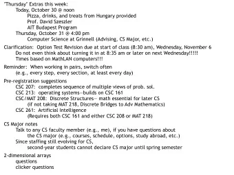 &quot;Thursday&quot; Extras this week:  Today, October 30 @ noon  Pizza, drinks, and treats from