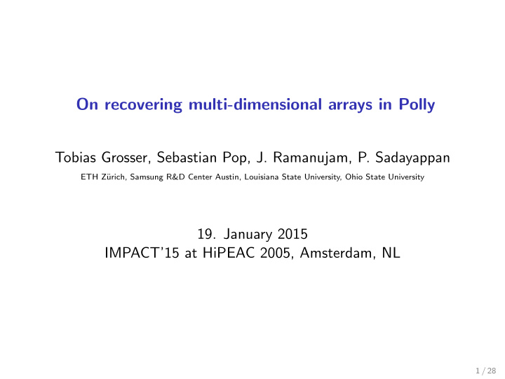 on recovering multi dimensional arrays in polly