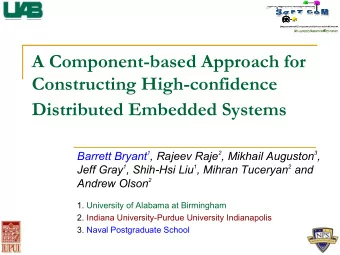 A Component-based Approach for  Constructing High-confidence  Distributed Embedded Systems  Barrett