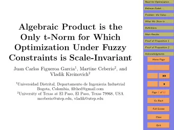 Algebraic Product is the  Definitions  Main Results  Only t-Norm for Which  Proof of Proposition 1