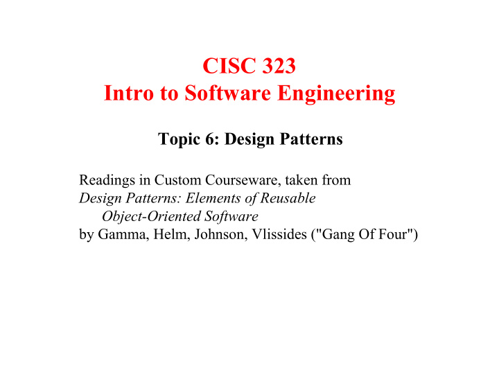 cisc 323 intro to software engineering