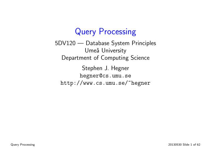 query processing