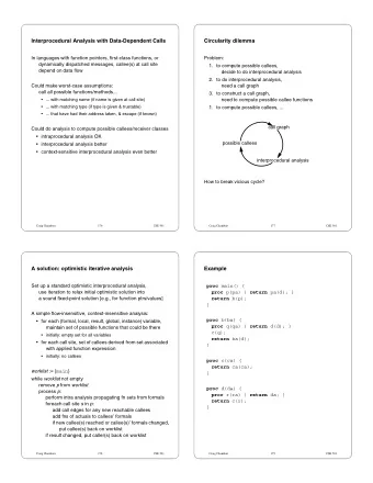 Interprocedural Analysis with Data-Dependent Calls  Circularity dilemma  In languages with function